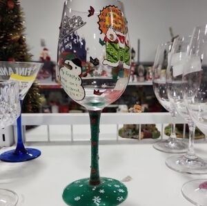 Festive Holiday Wine Glass with Snowman Design